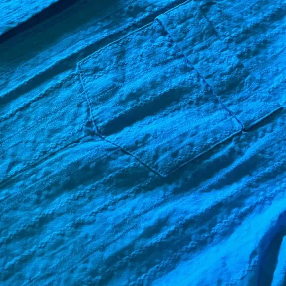 Allison Daley Button Down Top Women Size 8 Casual Short Sleeve Turquoise Blue - Picture 6 of 7